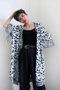 MONO FLORAL ROBE WITH RUFFLES
