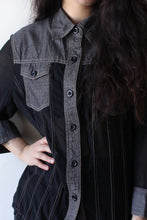 Load image into Gallery viewer, GREY DENIM MIXED BLOUSE