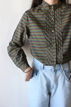 Load image into Gallery viewer, METALLIC STRIPED SILK BLOUSE