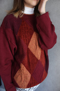 TWISTED CABLE SUEDE & WOOL SWEATER