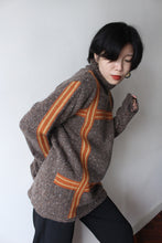 Load image into Gallery viewer, BROWN MOHAIR SWEATER WITH ORANGE GEO
