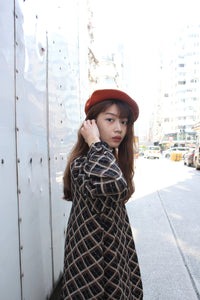 BROWN CHECKERED TEXTURE DOLLY TOP