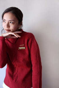 RED MOCK NECK SWEATER