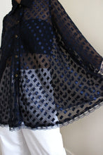 Load image into Gallery viewer, NAVY CHECKERED SHEER DOLLY SHIRT