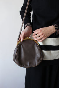 BROWN VEGAN LEATHER POUCH BAG