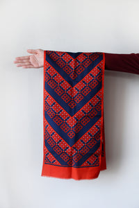 70s RED SYMMETRICAL CUBES SCARF