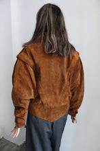 Load image into Gallery viewer, CARAMEL BATWING CROPPED LAMB LEATHER JACKET