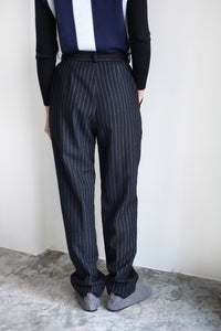 PINSTRIPED WOOL TAPERED PANTS
