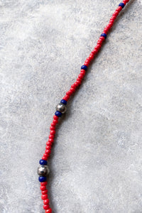 RED GLASS BEADED NECKLACE