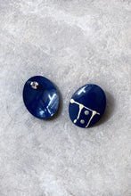 Load image into Gallery viewer, NAVY EGG EARRINGS