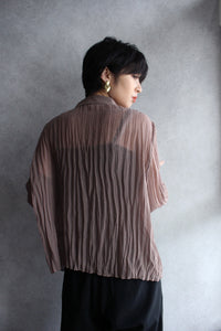 BROWN PLEATED BLOUSE