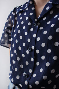 NAVY DOTTED SHEER BLOUSE