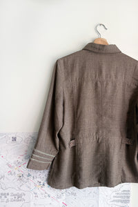 BROWN TRIMM HALO BLOUSE