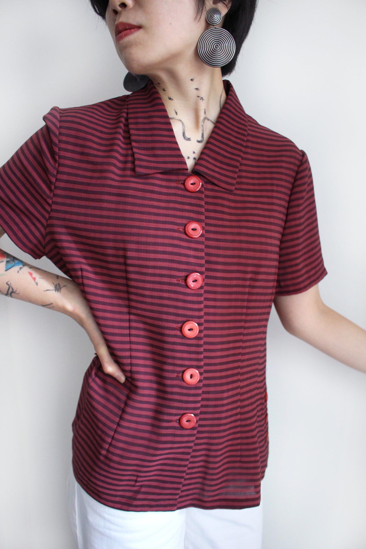 CHERRY RED STRIPED TOP
