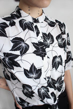 Load image into Gallery viewer, BLACK LEAVES PLEATED BLOUSE