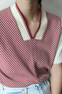 RUST RED AND YOLK STRIPED TOP