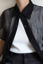 Load image into Gallery viewer, MESH BLACK STRIPED LONG TOP