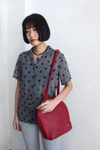 BLACK & GREY SHEER DOTTED BLOUSE
