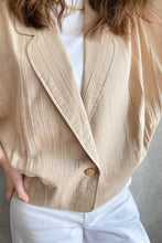 Load image into Gallery viewer, BEIGE PLEATED BATWING BLAZER