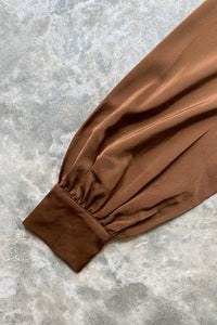 BROWN SILKY FLAPPING BLOUSE