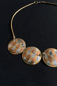 SILVER & COPPER DISK CHAIN LINK NECKLACE