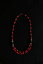 Load image into Gallery viewer, RED/BLACK BEADED LONG NECKLACE