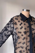 Load image into Gallery viewer, BLACK MINI FLORAL SHEER SHIRT