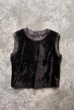 Load image into Gallery viewer, BROWN FAUX FUR LEATHER TRIMMED VEST