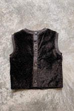 Load image into Gallery viewer, BROWN FAUX FUR LEATHER TRIMMED VEST