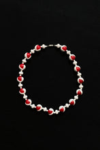 Load image into Gallery viewer, RED &amp; WHITE ABSTRACT BEADED NECKLACE