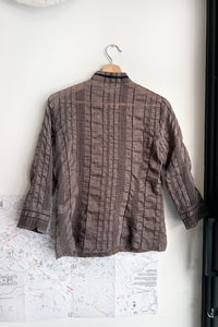 PINORE / BROWN WAFFLE ARGYLE BLOUSE