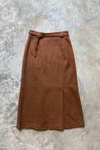 Load image into Gallery viewer, CARAMEL BELTED WOOL SKIRT
